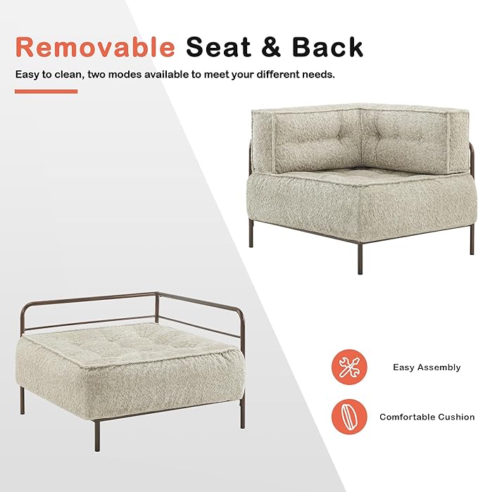MCombo Modular Sofa Couch with Removable Cushion Accent Sofa Chair Upholstered for Living Room Apartment Office (Ivory Corner Seat)
