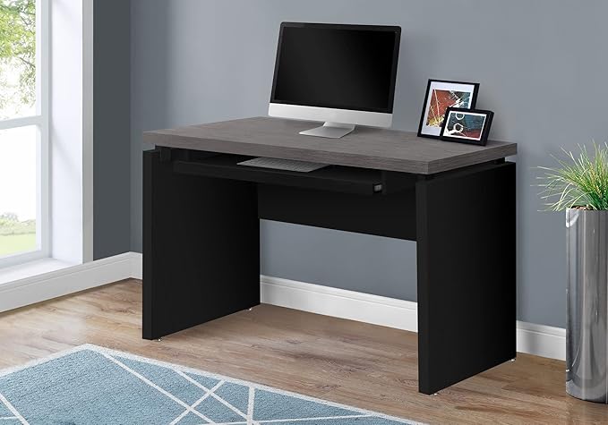 Computer Desk Home Office Laptop 48 l Work Black and Grey Laminate Contemporary Modern