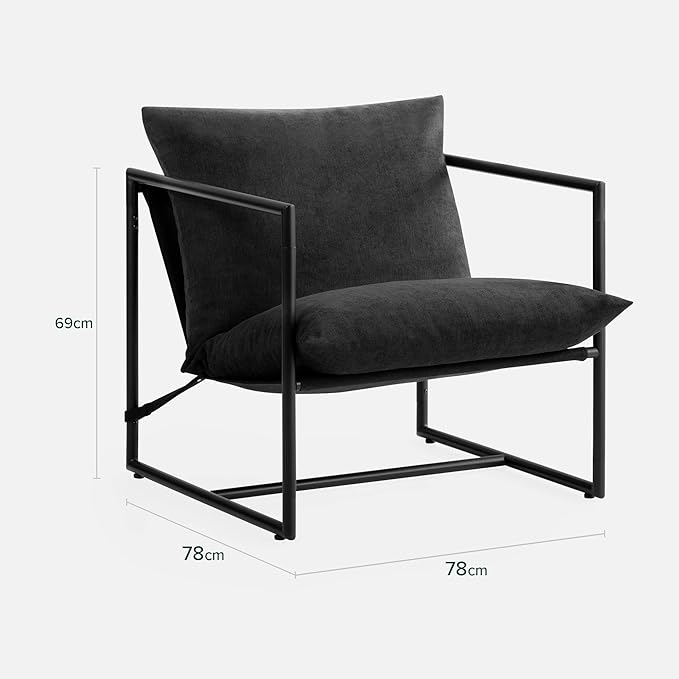 Zinus Aidan Sling Accent Chair Metal Framed Armchair with Shredded Foam Cushioning Black