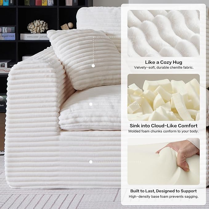 139 Oversized Sectional Couches for Living RoomU-Shaped Boneless Cloud Couch with Deep Seat and PillowsCompressed Sofa in a Box Suitable for Home &amp OfficeNo Assembly RequiredBeige