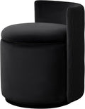 360° Swivel Velvet Vanity Chair with Storage Barrel Makeup Chair with Wave Back No Assembly Vanity Stool Small Accent Chair for Living Room Black