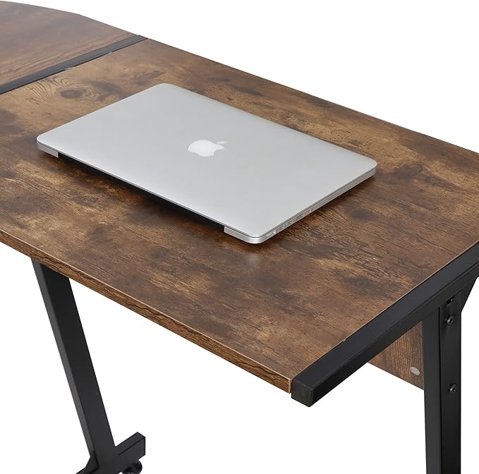 L-Shaped Corner Computer Desk Modern Gaming PC Study Table Writing Workstation for Home Office Rustic Brown