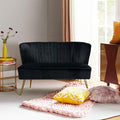 HULALA HOME Velvet Loveseat Sofa with Gold Legs Mid-Century Modern Upholstered Love seat Couch Tufted Small 2-Seat Sofa Armless for Living Room Bedroom Apartment Small Spaces Black