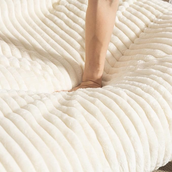 Living Room Chairs Comfy Accent Reading Chair Giant Bean Bag Cloud Chair with Frame for Adults Oversized Beanbag Lounge Sofa for Bedroom (White)