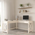 Computer Desk - L-Shaped Desk with X-Pattern Legs - For Office Computer or Craft Table - Desks for Home Office by Lavish Home (White)
