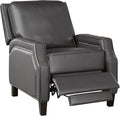 Lexicon Pushback Recliner Chair Faux Leather Armchair Push Back Recliner Nailhead Trim Solid Wood Legs Easy Assembly for Living Room/Office/Apartment Dark Gray