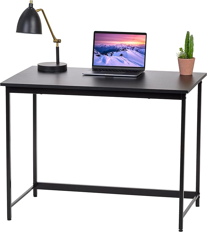 IRIS USA Inc. 39 Inch Modern Laptop and Computer Desk Office Table for Home Office Water and Scratch Resistant Surface Gaming Desk Easy to Assemble Black Desk