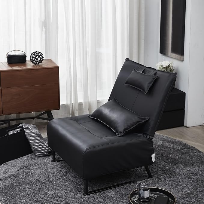 Accent Chair Tv Chair Living Room Chair Lazy Recliner Comfortable Fabric Leisure Sofa Modern High Back Armchair Balcony Study Reading Corner Chair Black