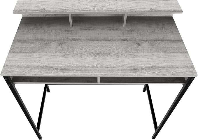 Computer Desk Home Office Standing Storage Shelves 48 l Work Laptop Grey Laminate Black Metal Contemporary Modern