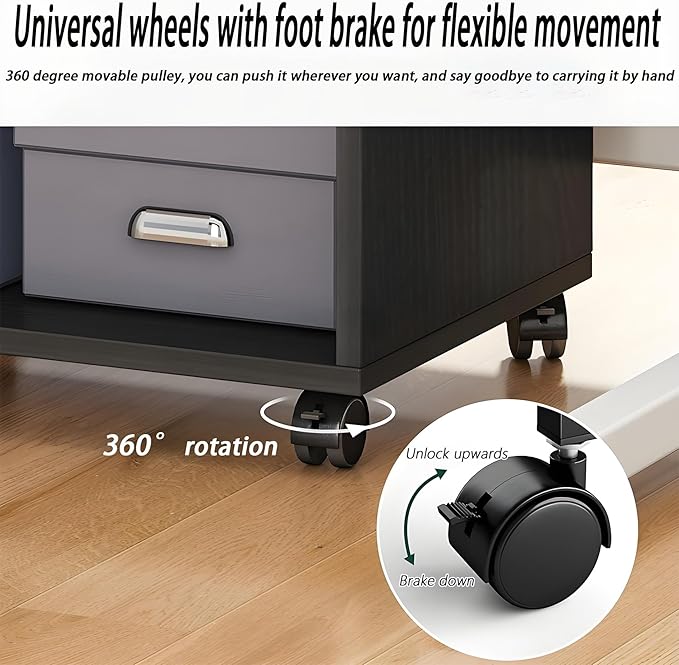 Mobile File Cabinet with Wheels Multi - Layer Storage Cabinet for Office &amp Home Adjustable Shelves Rolling Filing Cabinet for Documents Books Supplies