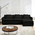 Oversized Modular Sectional SofaSofa Couch with Movable Ottoman Deep SeatSoft Chenille Corduroy Cloud Couches for Living Room ApartmentOffice (Black 3+1 L)