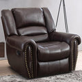 INZOY Leather Recliner Chair Heavy Duty Manual Reclining Sofa Single Lounge Sofa for Living Room Home Theater Seating Brown