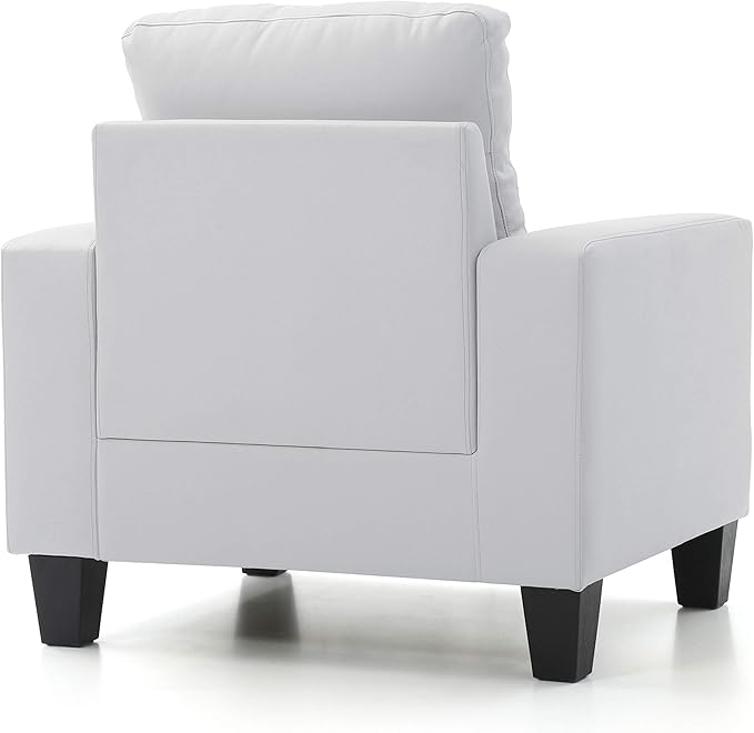 Stylish White PU Club Chair for Living Rooms &amp Bedrooms