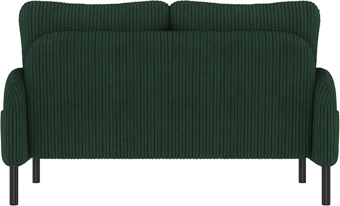 47'' Small Loveseat Sofa Comfy Corduroy Love Seat Couch for Small Spaces 2 Seater Sofa Office Couch with Solid Wood Legs for Living Room Bedroom Apartment (Emerald)