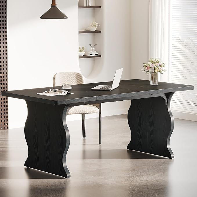 Tribesigns 63 Large Desk for Home Office Spacious Executive Computer Desk with Ample Leg Room Double PC Gaming Writing Table Study Desk with Sturdy Legs Black