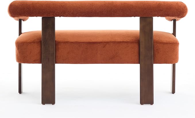 Christopher Knight Home Celen Modern Boucle Fabric Upholstered Loveseat with Round Armrest and Rubberwood Frame Comfy Living Room 2-Seater Sofa Space-Saving Couch for Apartment Brown + Dark Orange
