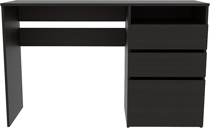 Black Wengue 3-Drawer 1-Shelf Computer Desk for Home Office Storage