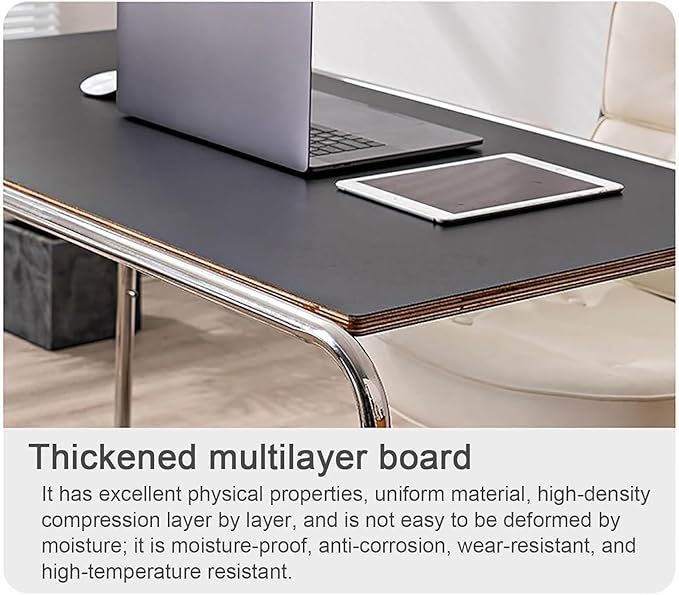 SUBVERS Modern Simple Computer Desk with Stainless Steel Table Stand Sturdy Writing Desk Makeup Workstation for Home Office Easy to Assemble(130x65x75cm(51x25x29in) White)