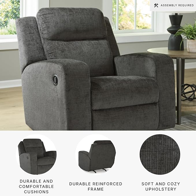 Signature Design by Ashley Kanlow Casual Manual Rocker Recliner with Track Arms Gray