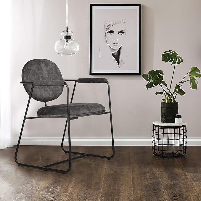 Sophia &amp William Living Room Chairs 18 Velvet Accent Chair Metal Armchairs Vanity Chair Leisure Chair Middle Back Reception Chair for Livining Room Bedroom Metal Leg Detachable Armrest Dark Grey