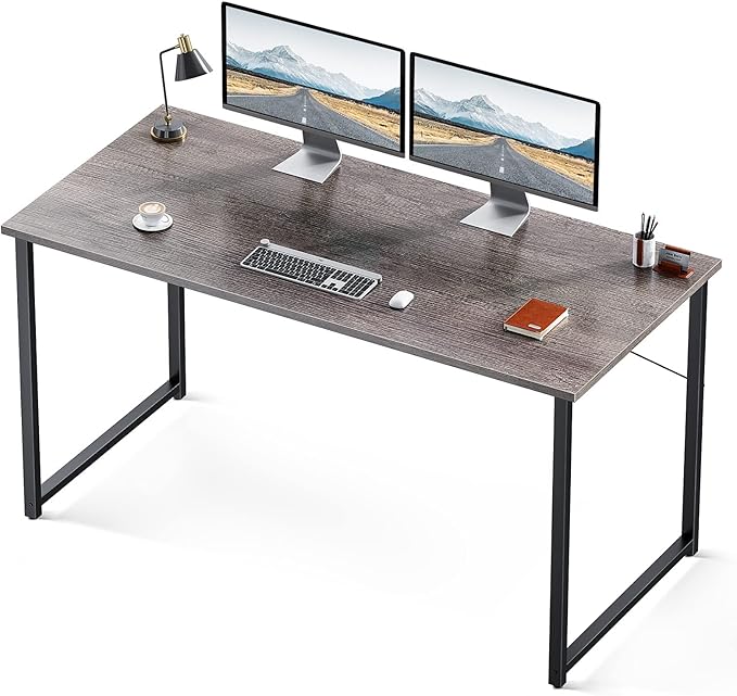 Coleshome 55 Inch Computer Desk Modern Simple Style Desk for Home Office Study Student Writing DeskGrey Oak