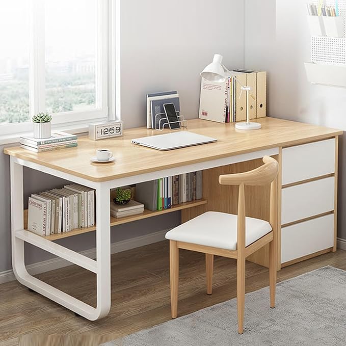 Computer Table Computer Desk with Storage 39.5 Contemporary Office Study Desk with Metal Bracket Home Office Desk for Bedroom Study Office