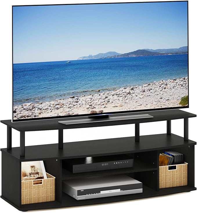 Furinno Jaya Large Entertainment Center Hold up to 55-in TV Inches Blackwood
