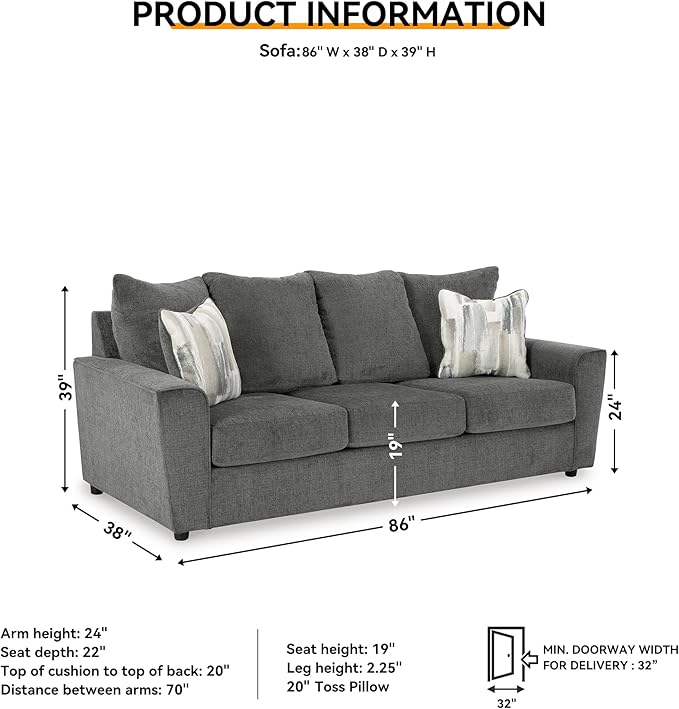Signature Design by Ashley Stairatt Casual Sofa with Flared Arms Gray