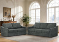 2 Pieces Chenille Sofa Set w/Soft Back Cushion &amp Curved Armrest Modern 2 Seat &amp 3 Seats Couch Set w/Deep Seat Space Upholstered Love Seat &amp Sofa w/High Density Foam for Living Room Grey