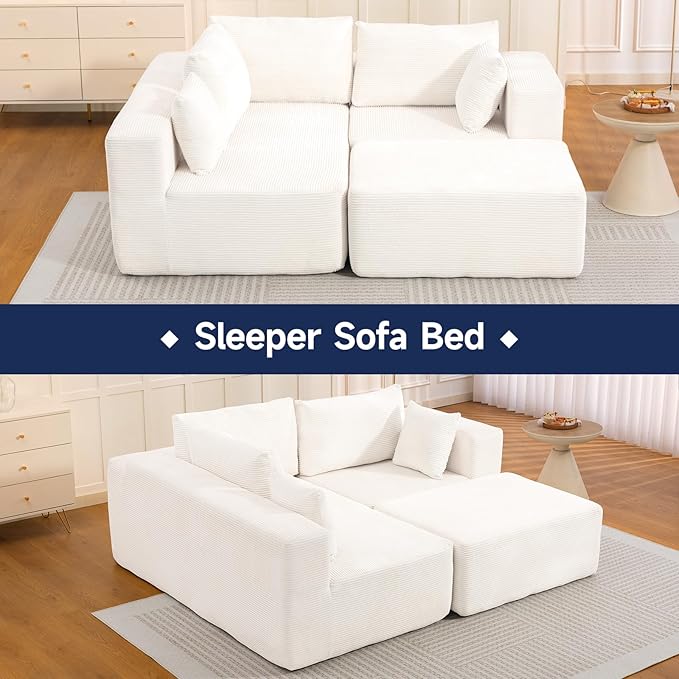 2026 New 108 Cloud Sectional Couch Modular Sectional Sofa with Deep Seat Modular Sofa Couch with L-Shaped Chaise Modern Couches for Living Room No Assembly Required (Beige with Ottoman)