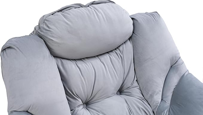 Living Room Chairs Modern Cotton Fabric Lazy Chair Accent Contemporary Lounge Chair Single Steel e Leisure Sofa Chair with Armrests and A Side Pocket (Light Gray02)