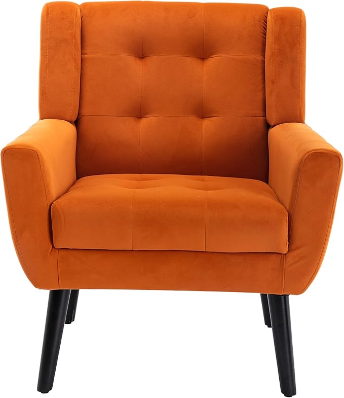Modern Soft Velvet Material Ergonomics Accent Chair Living Room Chair Bedroom Chair Home Chair with Black Legs for Indoor Home