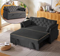 57-Inch Velvet Full Size Sleeper Sofa Couch with Pullout BedConvertible Pull Out with Golden Decorative Strip and Adjustable Backrest for Small SpacesApartment Guest Room RV (Black)