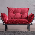 49 Mini Couch with Mattress Included Small Loveseat Sofa Chair for Small Space Oversized Accent Chair and a Half Metal Frame (Red)