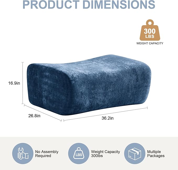 Multiple Modular Boneless Couches for Living Room Cloud Sectional Sofa with Comfy Deep Seat Oversized Ottoman for Bedroom Apartment No Assembly 1 Module Combined Blue