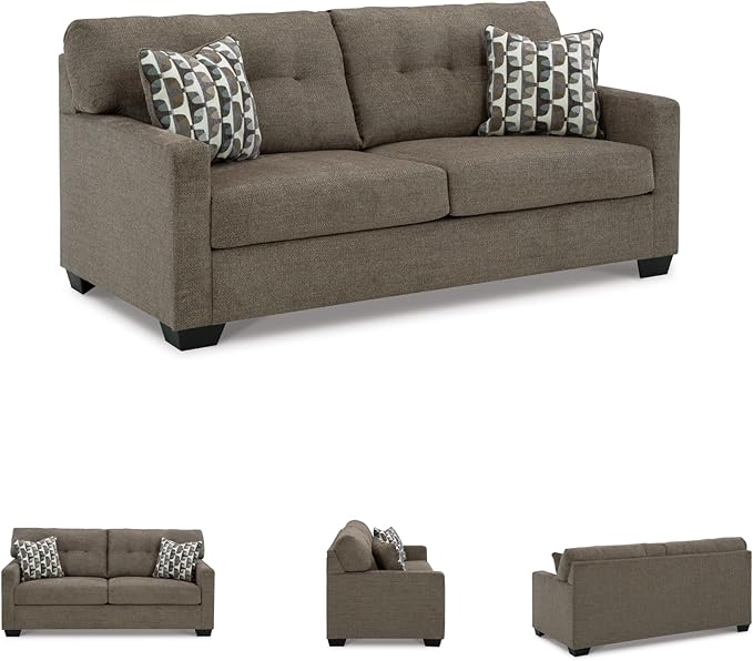 Signature Design by Ashley Mahoney Contemporary 2-in-1 Tufted Sofa Sleeper with Folding Gel Memory Foam Mattress Full Dark Brown