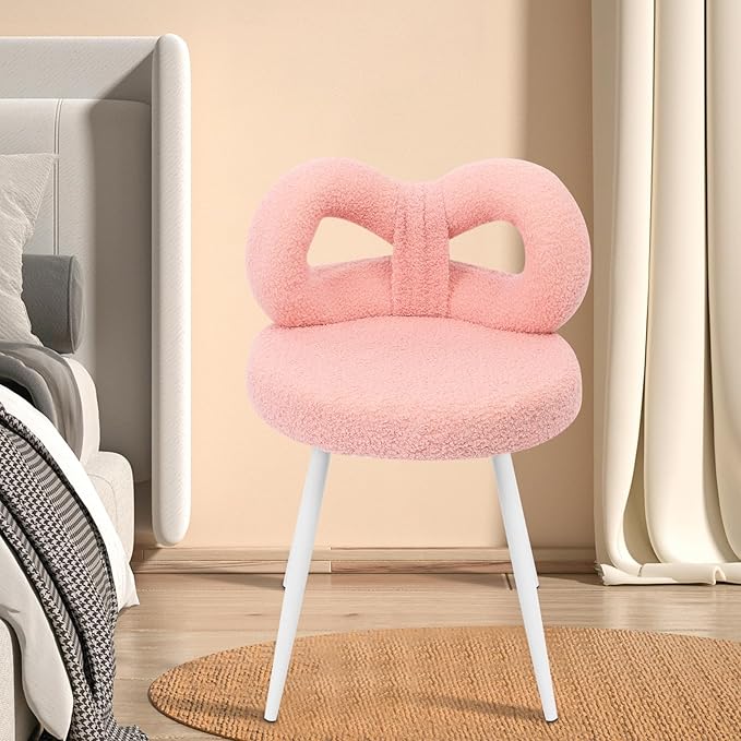 Chair upholstered Accent Chair Cute Bow Back Bedroom Living Room