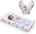 Portable Foldable Toddler Travel Bed – Air Layer Fabric Soft Foam Floor Crib with Safety Rails No Assembly Washable Cover Compact Kids Sleep Solution for Home Trips &amp Daycare Cream