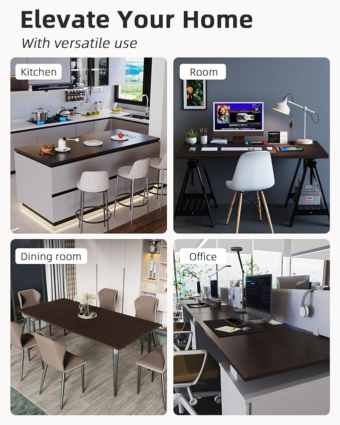 Universal 60 x 24 One-Piece Particle Board Table Top 1 Thick Desktop for Stand Up Height Adjustable Desk Frames Home Office Tabletop Countertop DIY Black Walnut