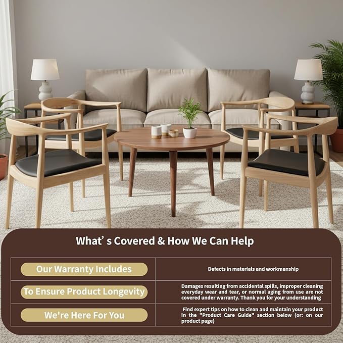 Tomile Hans Wegner Kennedy Chair Mid Century Modern PU Leather Dining Armchair with Comfortable Curved Backrest Solid Ash Wood Frame Fully Assembled for Kitchen Dining Room Office (Natural)