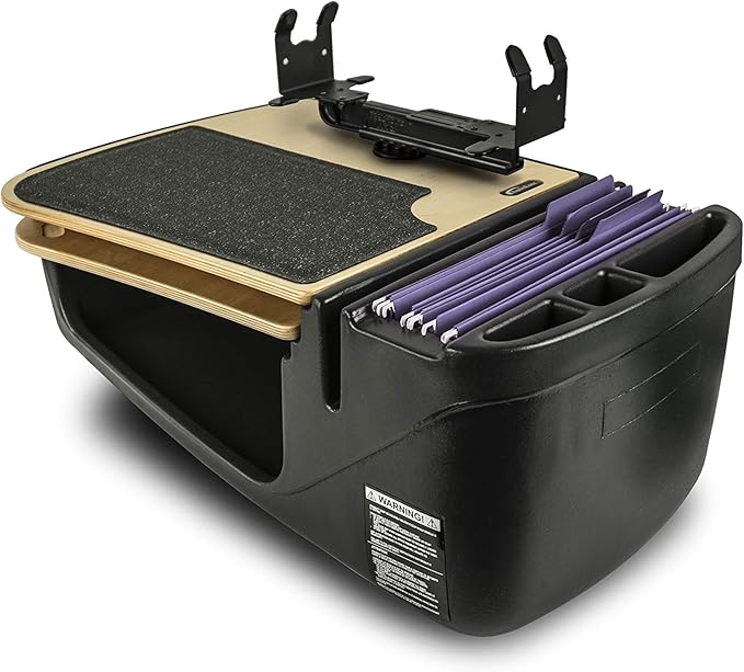 AutoExec GripMaster Car Desk for Your Vehicle Workstation and Mobile Office Natural with Printer Stand and 400 watt Power Inverter