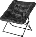 OAKHAM Comfy Chair for Adults Soft Faux Fur Folding Lounge for Bedroom Living Room Dorm Rooms Flexible Reading Chair for Teens Kids X-Large Foldable (Faux Fur-Charcoal Black)