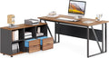 LITTLE TREE 63 Office Desk and 47 File Drawer Cabinet Large Computer Desk Study Writing Desk Workstation for Home Office