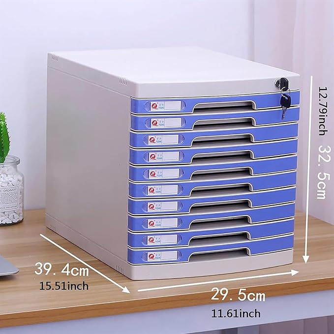 File Cabinet Desktop 10 Drawer File Cabinet with Locking File Organiser Data Cabinet (Color : Blue Size : 11.61x15.51x12.79inch)