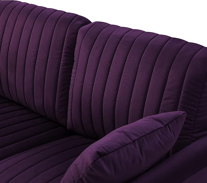 Modern Soft Purple Velvet Living Room Chair Upholstered Accent Armchair Side Chair with Gold Legs