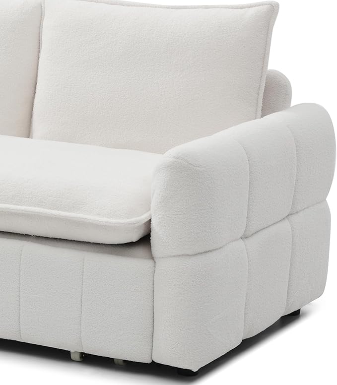70 Convertible Sleeper Sofa Couch Full Size 3-in-1 Pull Out Sofa Bed for Living Room Upholstered Loveseat for Home Office Bedroom Apartment White