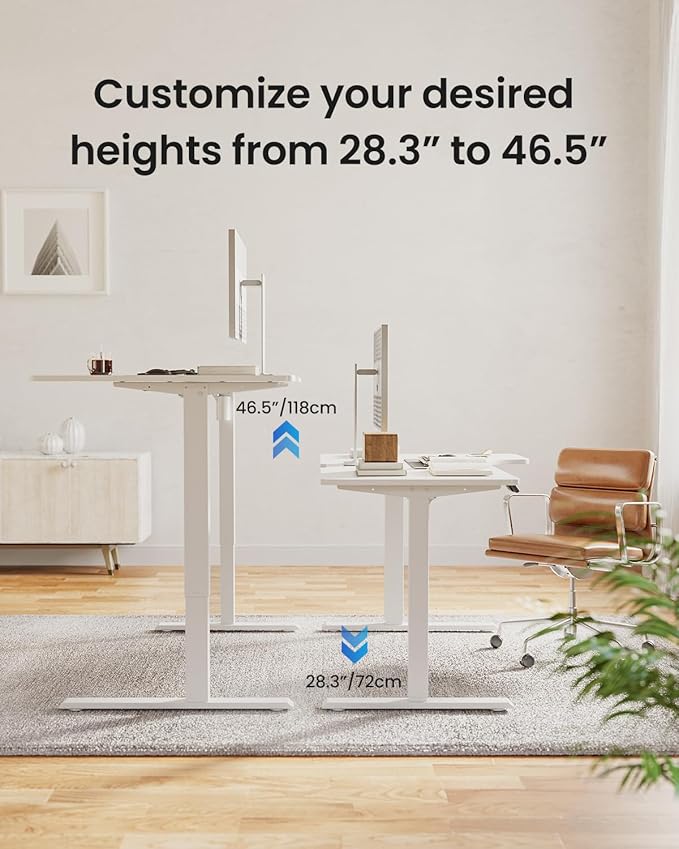 FEZIBO 55×32 inch L Shaped Electric Corner Standing Desk 4 Memory Height SettingsHome Office &amp Computer Height Adjustable Table Ergonomic Sit and Stand Up Workstation with Splice BoardWhite To