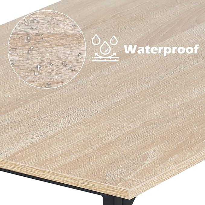 Dkelincs 47 Inch Computer Desk Home Office Desk Gaming Writing Desk Modern Simple Style Study Work Table with Metal Frame Large Legroom Adjustable Feet Water-Resistant Nature