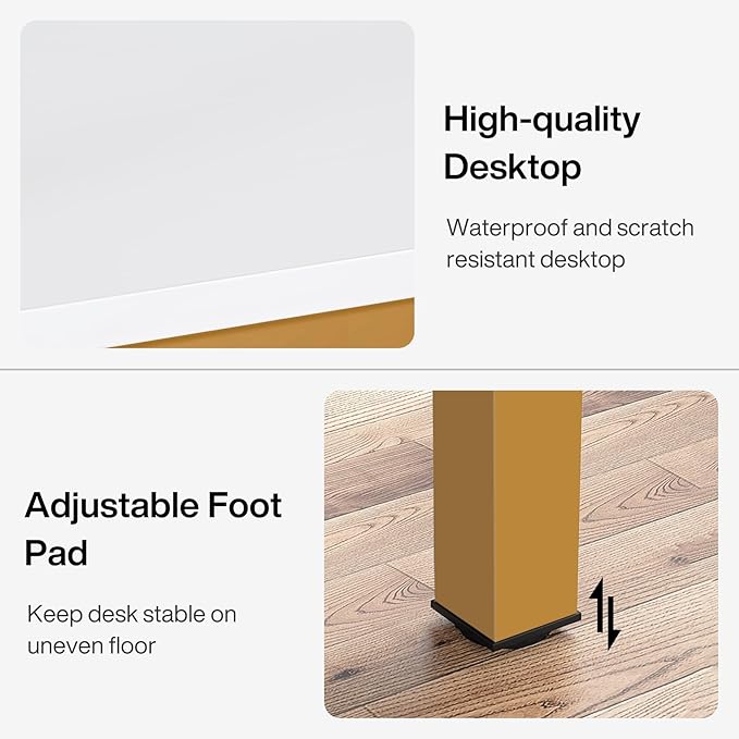 Tribesigns Modern 78.7 Inches Extra Long Computer Desk 2 Person Desk Double Long Desk Workstaion for Home Office White+Gold