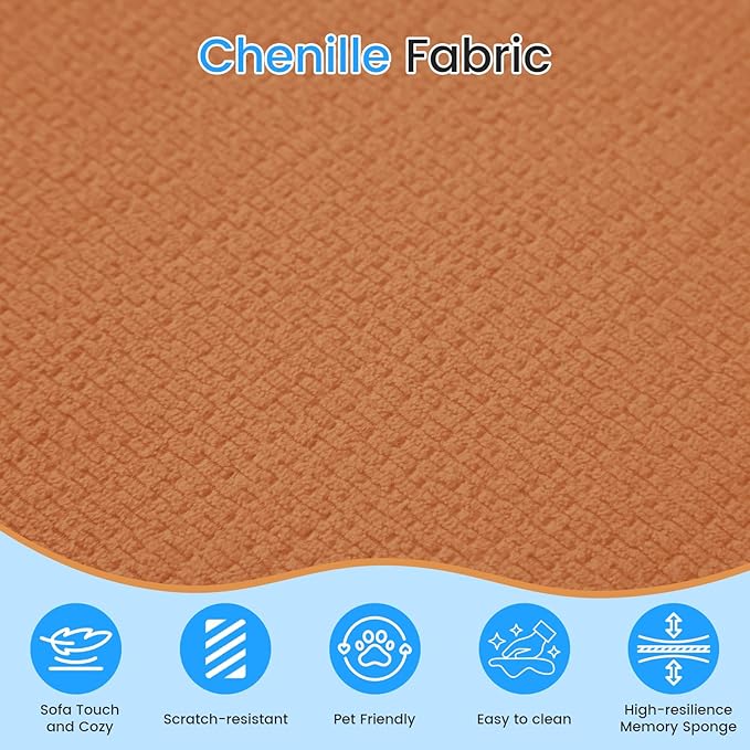 PUREMIND 67 Couches for Living Room Boneless Comfy Modern Sofa Cloud Sectional Modern Sleeper Couch with Chaise for Bedroom Apartment No Assembly Required (Orange)
